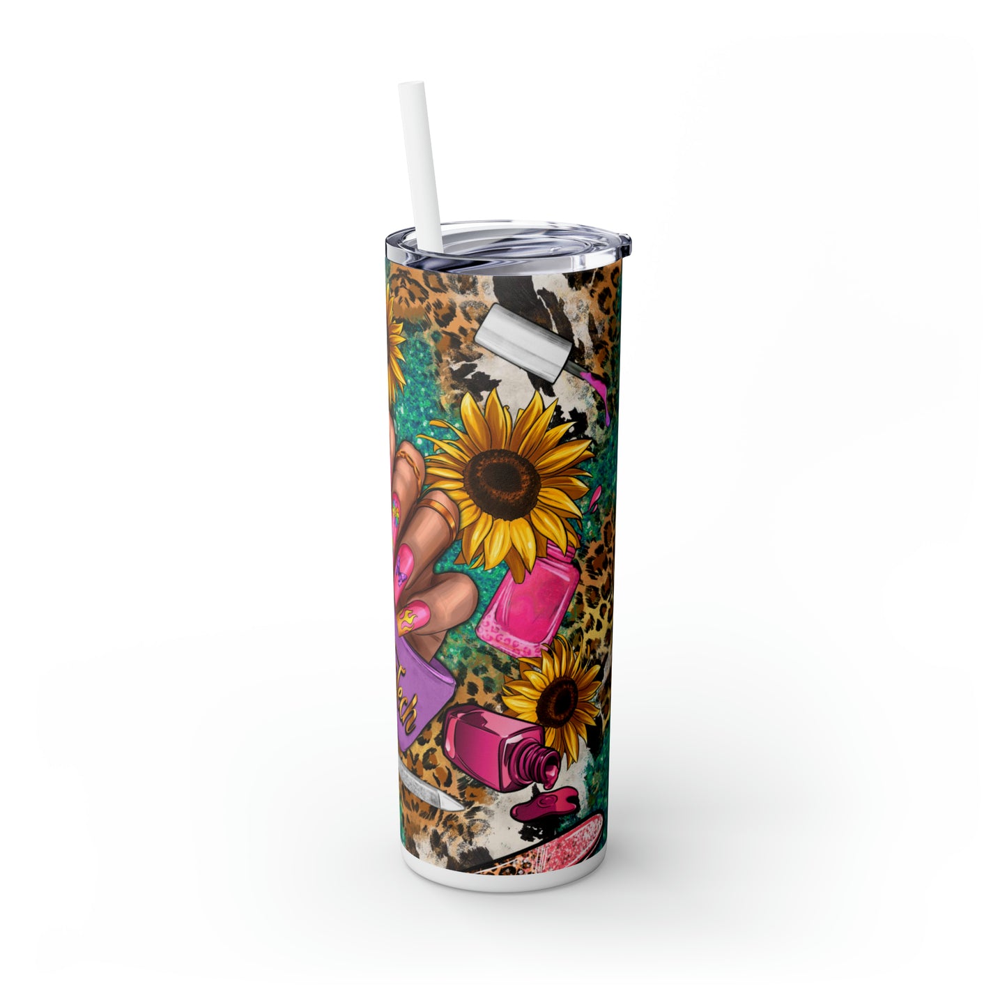 Nail Tech Skinny Tumbler with Straw, 20oz