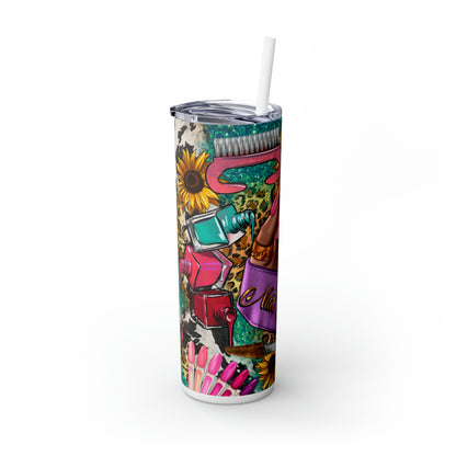 Nail Tech Skinny Tumbler with Straw, 20oz